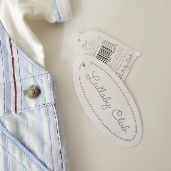 Lullaby Club Baby's Blue Stripe Overalls and T Shirt Set NWT - Picture 3 of 5